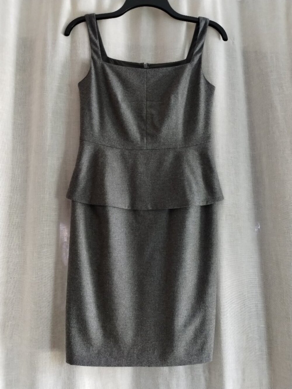 BANANA REPUBLIC Medium Gray Felted WOOL Blend Sleeveless PEPLUM Dress Sz 2P